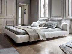 Double bed in quilted fabric Owen by Bonaldo in four sizes, also with smooth bed frame without quilting as in photo