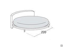 Round upholstered bed Record - technical diagram model with headboard