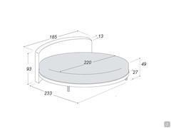 Round upholstered bed Record - technical diagram model with headboard