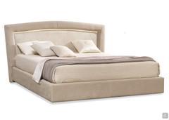 Luxury upholstered bed Portofino by Cantori with smooth headboard central panel