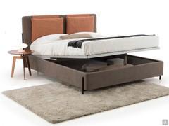 Nemi bed with built-in storage box and simple lift-up system - 25cm bed frame with tall legs