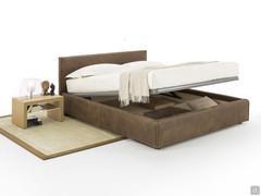 Sirio double bed with leather cover, storage box with single lift-up system