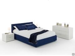 Letto matrimoniale in tessuto blu Sirio