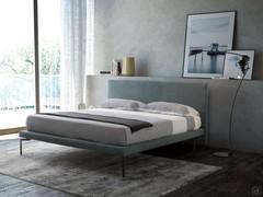 Upholstered bed with square headboard Sirio, thin bed frame h.9 with high feet