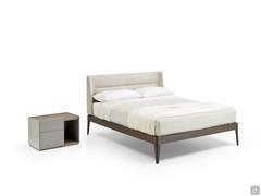 Minnesota upholstered bed with wrap-around headboard - this model features a wooden bed frame and matching legs