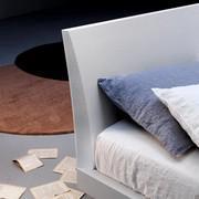 Close up of the curved headboard on the Blues double bed. Without built-in storage box. 