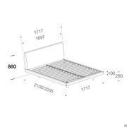 Blues double bed with curved headboard: diagram of the measurements for the model without storage box (measurements expressed in millimetres)