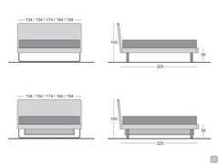 Icarus wooden double bed with storage box - Diagrams and measurements of the various models, with and without storage box