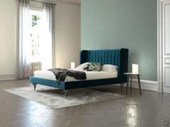 Velvet bed Bilbao with high headboard and lateral headrests