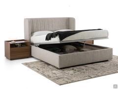 Double bed with storage box Bilbao in fabric Audrey 1/5