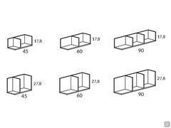 Suspended accessories for Freeport bed paneling - Dimensions of open compartments available