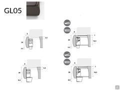 Schemes and measurements of the different feet for the bed-frame GL05 - Freeport double bed