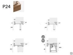 Schemes and measurements of the different feet for the bed-frame P24 - Freeport double bed