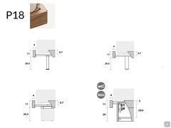 Schemes and measurements of the different feet for the bed-frame P18 - Freeport double bed