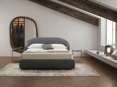 Storage bed with wrap-around headboard Kalin entirely upholstered in fabric Byron 601