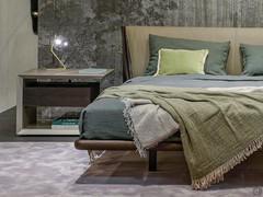 Solid wood double bed with leather or leatherette headboard Nelson by Cattelan