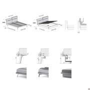 Austin bed with reclining headboard: schemes and models (measurements in millimetres)