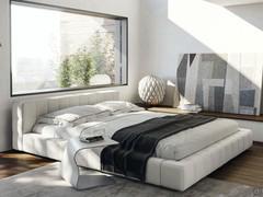 Squaring bed by Bonaldo in the version with a low headboard