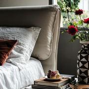 Detail of the upholstered headboard