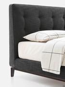 Headboard with capitonné work - metal "trestle" feet - refined material combination