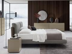 Bed with leather headboard Grant - coordinating sleeping area with nightstand, dresser and weekly Montag