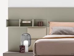 Detail of Freeport boiserie headboard with open compartments available in the dedicated tab