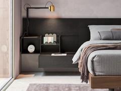 Freeport Boiserie headboard with matching open lemento and hanging nightstands