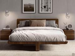 Flight floating wooden bed with eucalyptus wood veneer