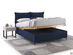 Focus on the double bed with an electric storage bed mechanism, paired with the orthopaedic base with a wooden frame