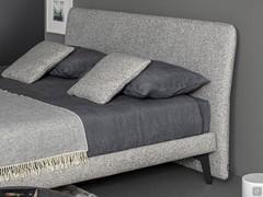 Upholstered textile bed Tonight by Bonaldo with smooth headboard in removable fabric, also available in leatherette and leather