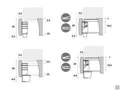 Laika bed with upholstered headboard and high feet - Diagrams and measurements of feet in models with high bed frame