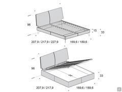 Illinois bed with bed frame and upholstered headboard - measurements