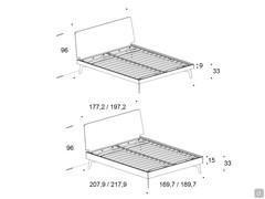 Illinois bed with wooden bed frame and headboard - measurements