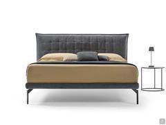 Upholstered bed with a padded quilted headboard and super slim 5 cm high bed frame, Felipe