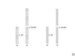 Measurements of the upholstered slats and metal inserts composing the Lounge bed headboard