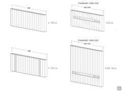 Schemes and measurements of the headboard for Lounge bed