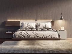 Bed Planeur - asymmetrical headboard with single protruding side, equipped with upper LEDs and leather headrests