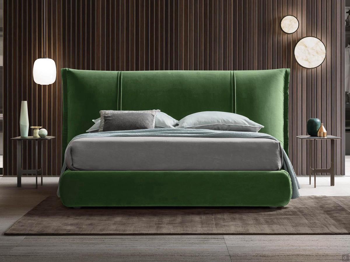 Bed with upholstered headboard and vertical stitching Jim, double bed in different widths from standard to super king size