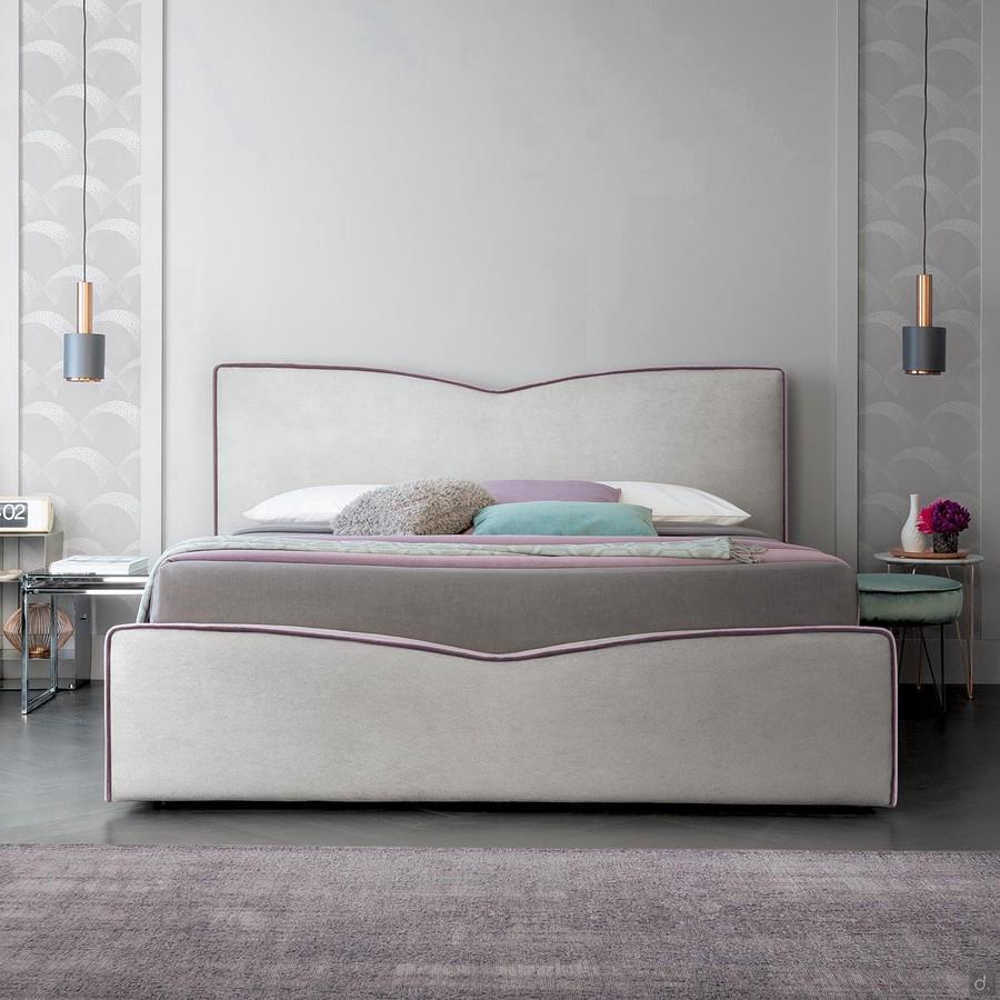 Margay double bed in fabric with built-in storage