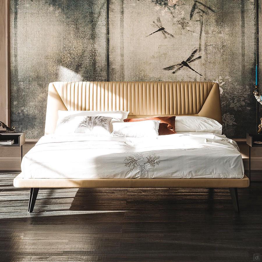 Amadeus faux-leather bed with quilted headboard by Cattelan