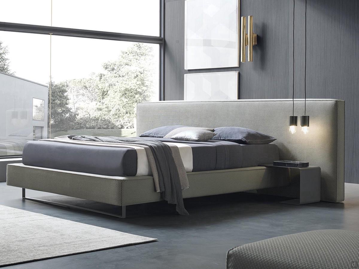 Atlas bed with Kobe bed frame and lead gray sled foot