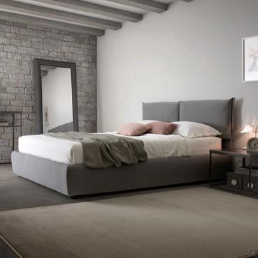 Sofy storage bed with headboard pillows