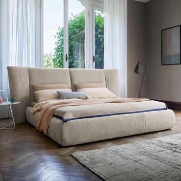 Double bed with soft headboard Youniverse by Bonaldo