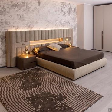 Lounge elegant platfrom bed with wall panelling