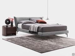 Panama upholstered textile bed with high bed frame and metal feet