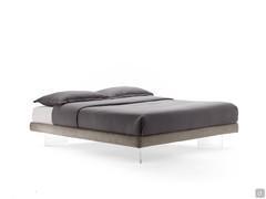 Osaka sommier bed with thin bed frame h.10 with transparent methacrylate feet for a suspended, aerial effect