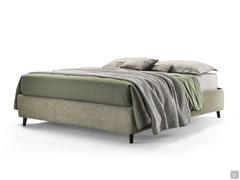 Osaka Sommier double bed with medium-sized bed frame h.25 cm covered in fabric and h.12 cm sloping wooden feet