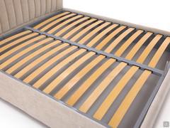 Detail of the ergonomic sleeping surface with orthopaedic wooden slatted base, which can be fitted with optional back stiffness adjusters