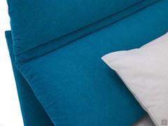 Detail of the fully removable cover of the Lesley bed, here proposed in Nordic turquoise stain-resistant fabric, available in a variety of colours and other fabrics