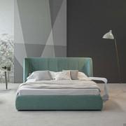 Upholstered bed with Basket shaped headboard by Bonaldo decorated with darts